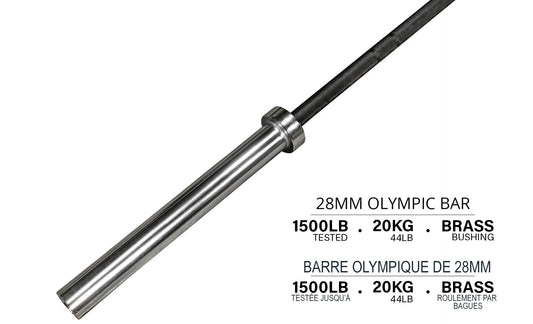 Black Oxide Olympic Bar - 86.5", 28mm, 44LB - 1500LB Rating