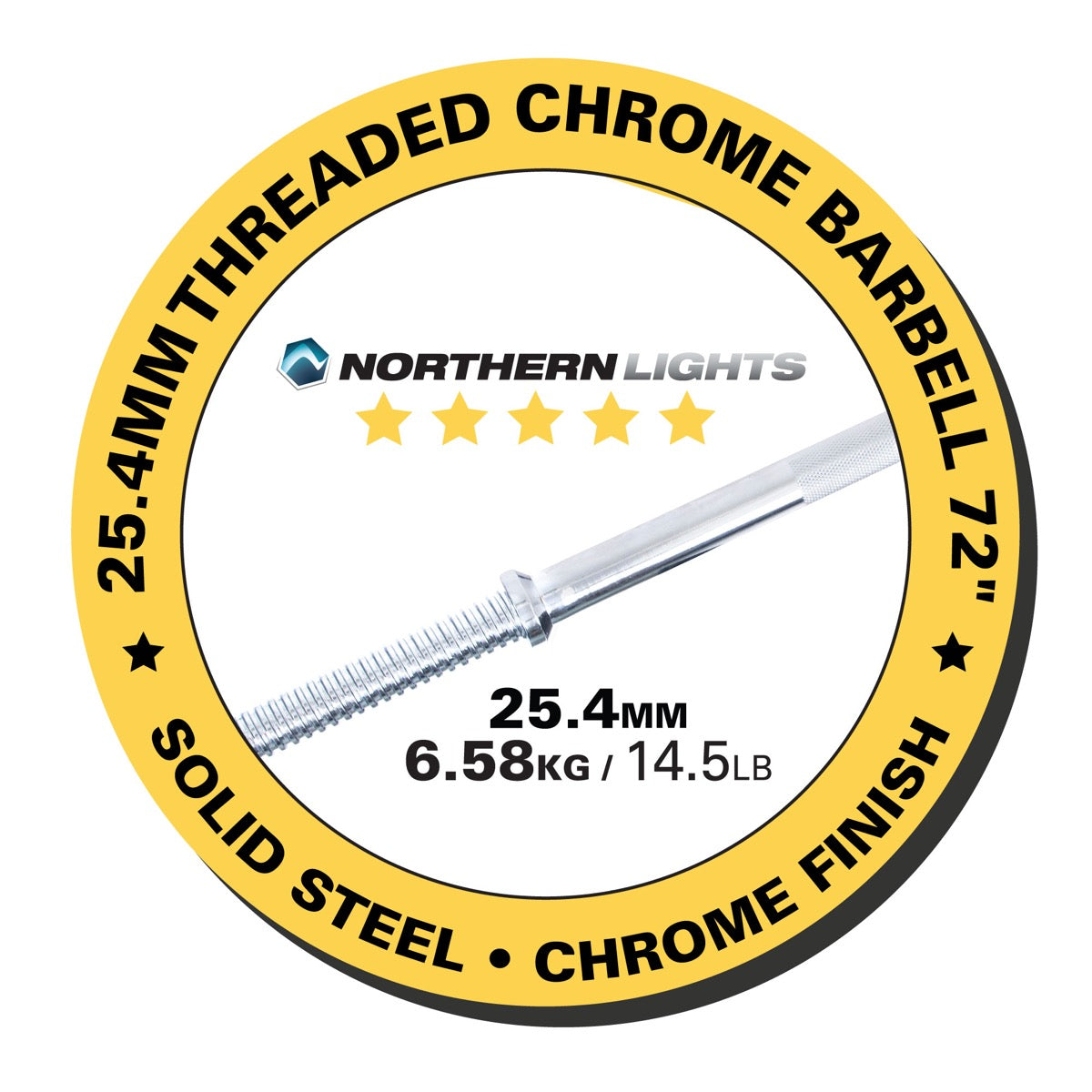 Threaded Chrome 72" Barbell  (No Collars)